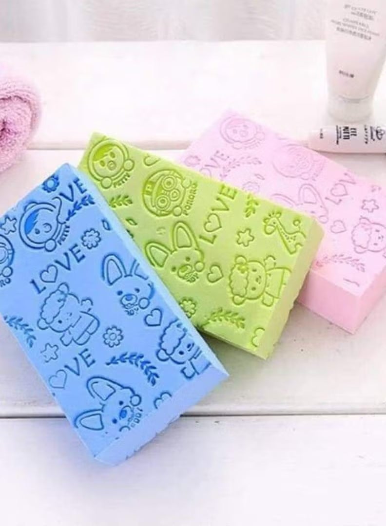 إسفنجة استحمام للجسم – ليفة حمام ناعمة لتقشير وتنظيف البشرة وإزالة الجلد الميت – لطيفة على البشرة – قطعة واحدة متعدد الألوان - Image 2